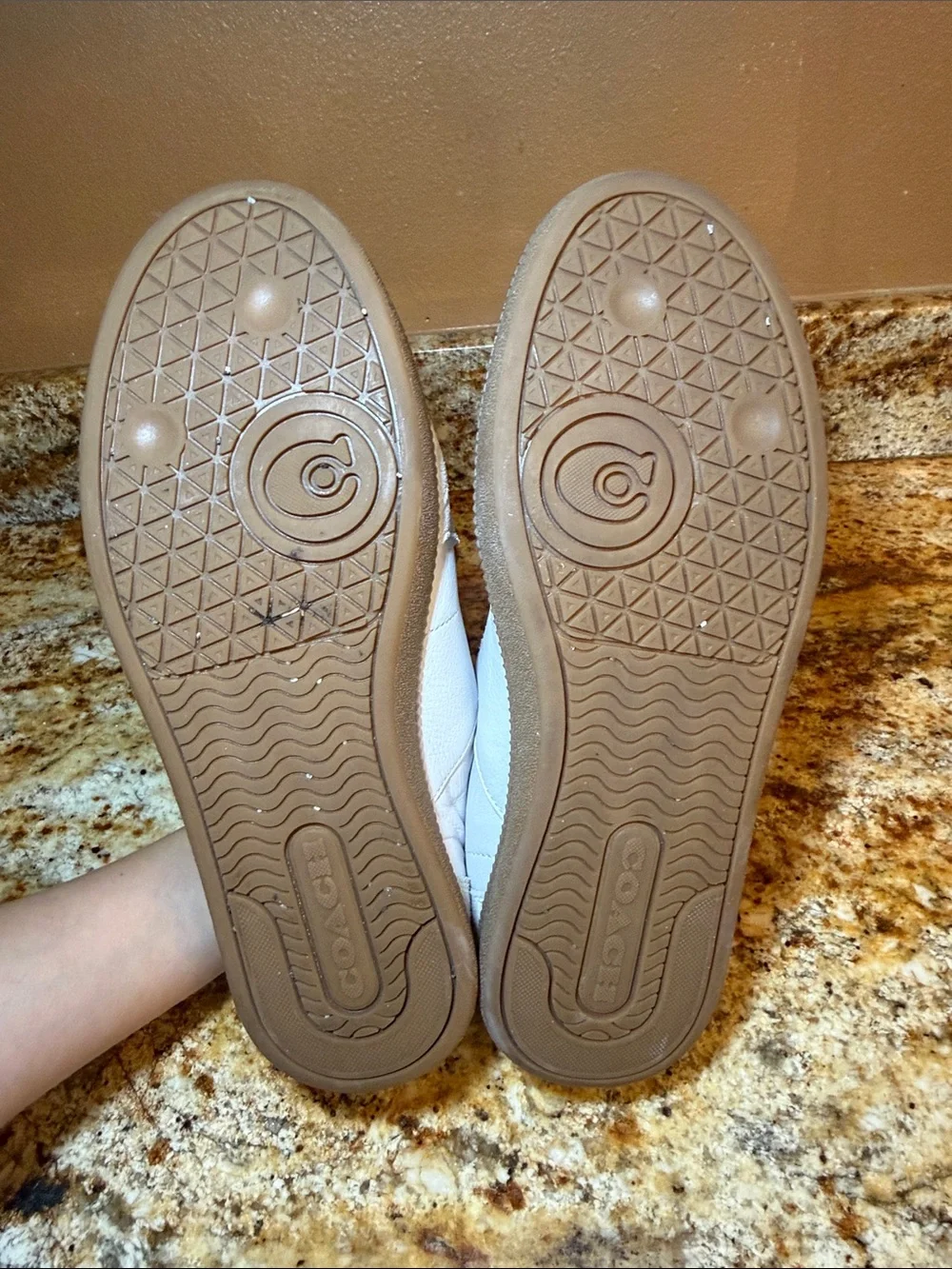 Coach Cream and White Lace-Up Leather Sneakers